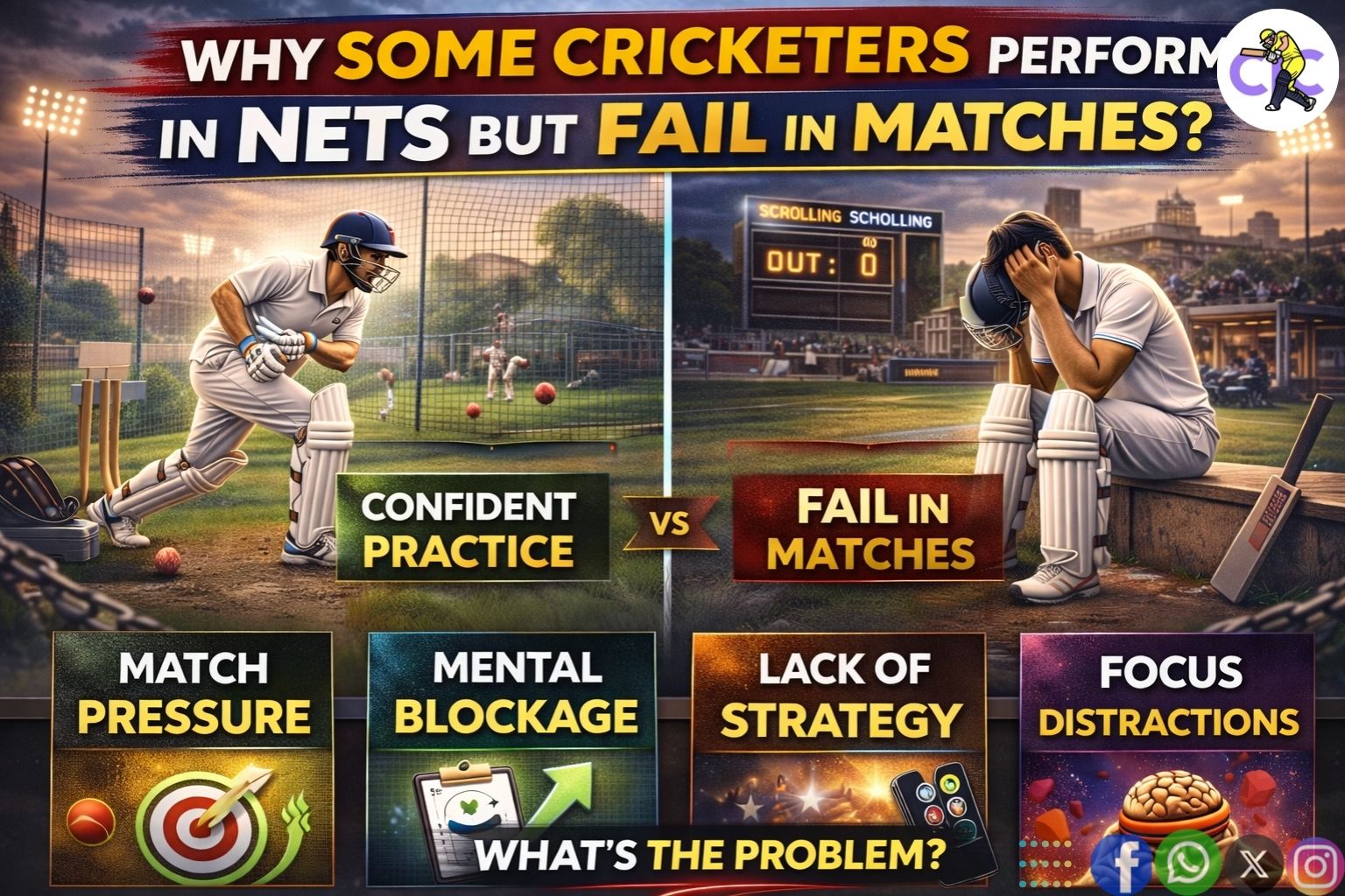 Why Some Cricketers Perform in Nets but Fail in Matches?