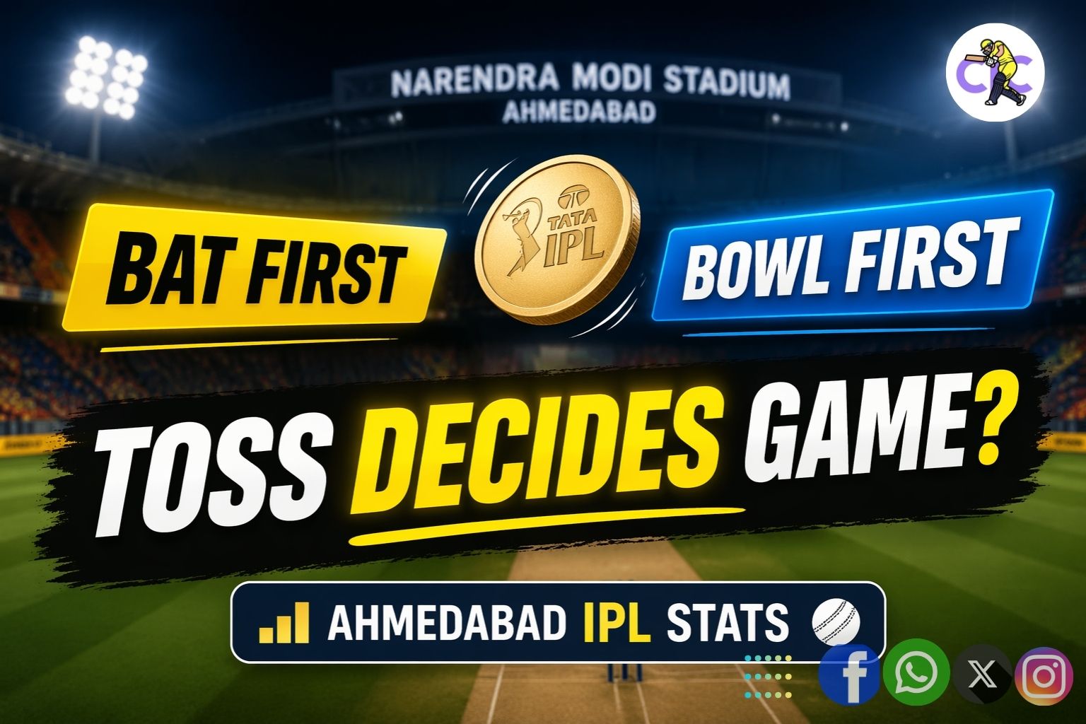 Narendra Modi Stadium IPL Stats – Toss Winner Should Bat or Bowl?