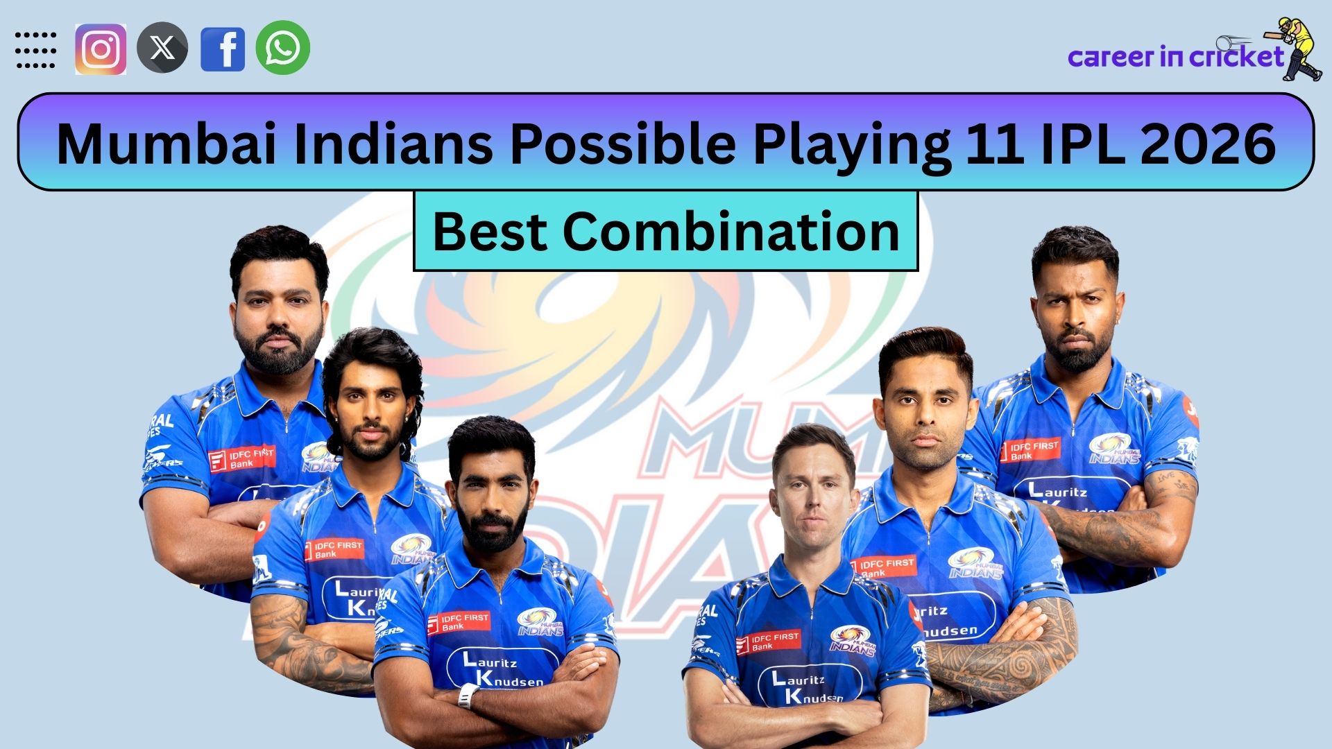 Mumbai Indians Possible Playing 11 IPL 2026 | Best Combination