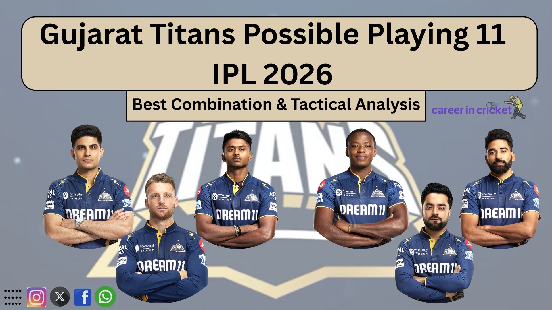 Gujarat Titans Possible Playing 11 IPL 2026 | Best Combination & Tactical Analysis