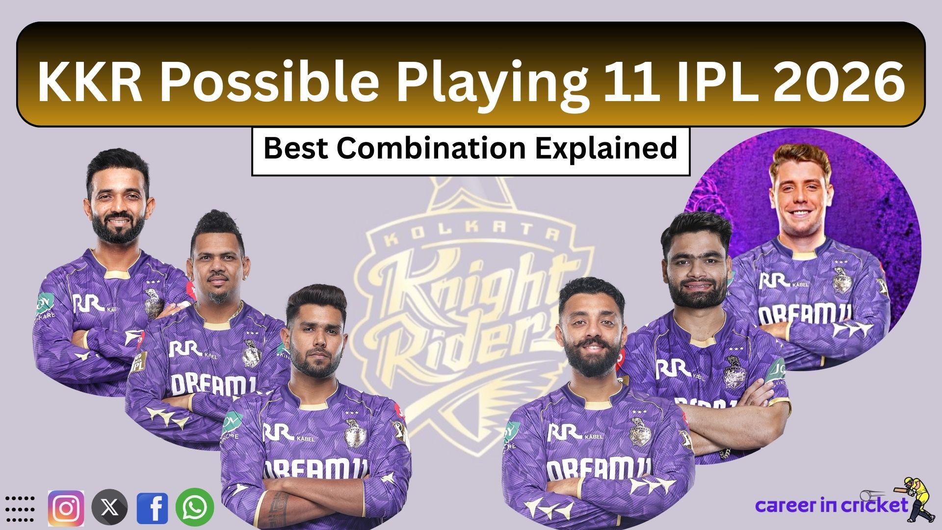 KKR Possible Playing 11 IPL 2026 | Best Combination Explained